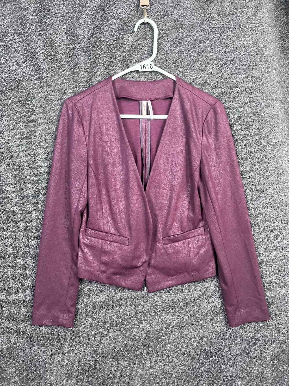 Frenchi Blazer Jacket Womens Size S Burgundy Pockets Front Long Sleeve